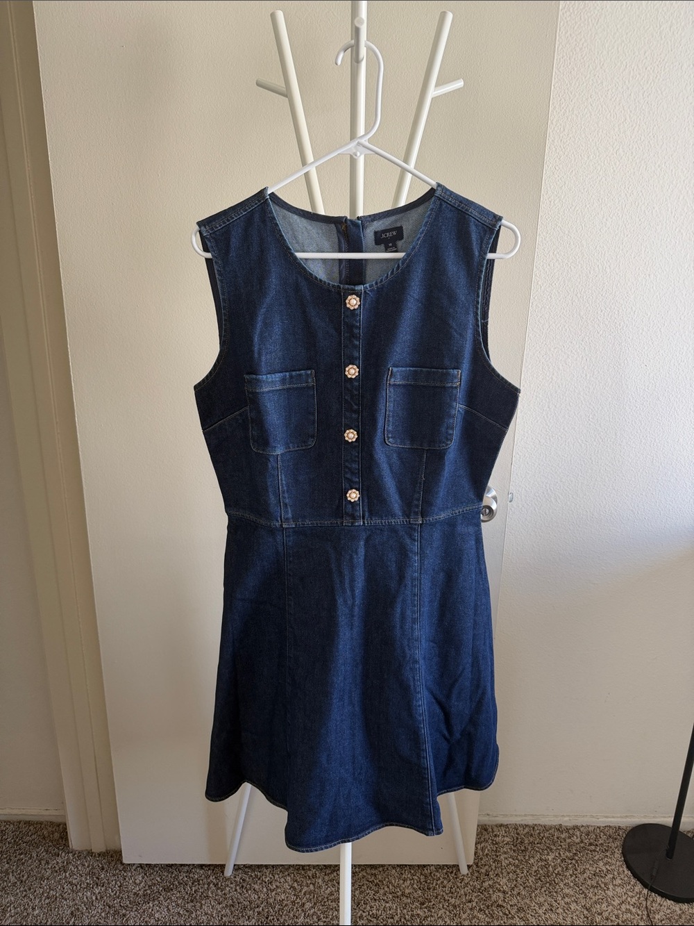 J. Crew Dark Blue Denim Button-Front Mini Dress
